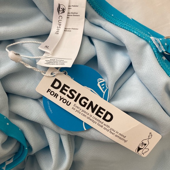 NWT Cupshe Starlight July 4th Square Neck Cheeky One Piece Blue Star Swimsuit XL - Picture 5 of 12